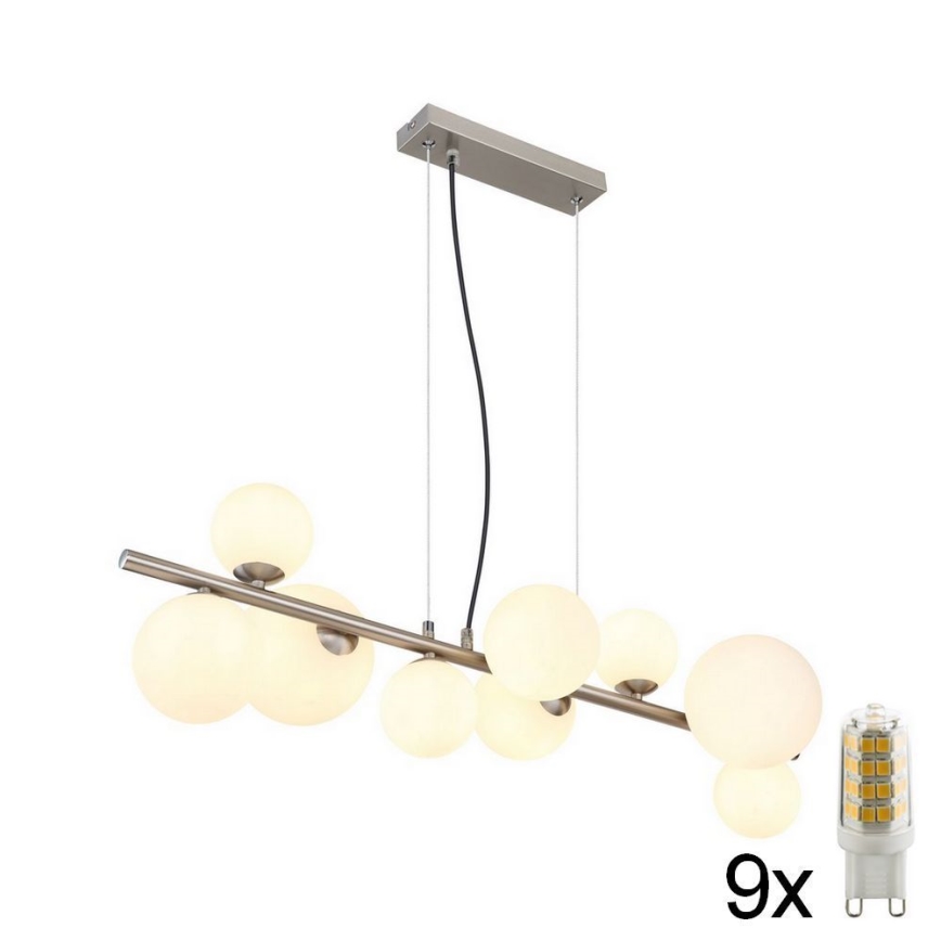 Globo - LED Hanglamp aan een koord 9xG9/3W/230V mat chroom