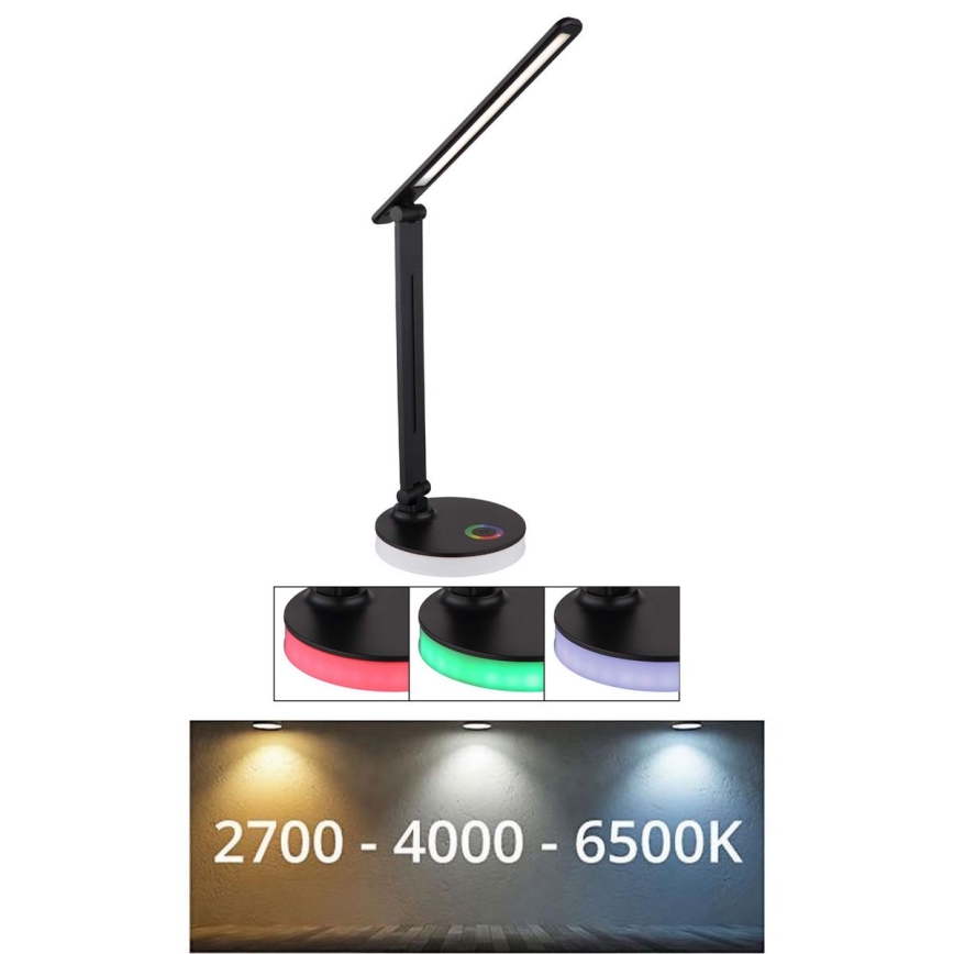 Globo - LED RGBW Dimbare touch tafellamp LED/5W/230V + LED/2W 2700K/4000K/6500K zwart
