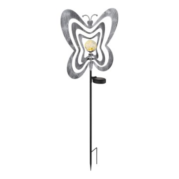Globo - LED zonnelamp LED/3V IP44 300 mAh zilveren vlinder