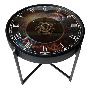 Globo - Salontafel met klok Ø 71,5 cm, zwart