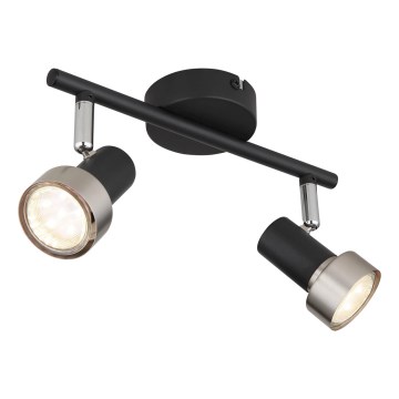 Globo - Spot  2xGU10/25W/230V zwart/zilver