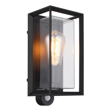 Globo - Wandlamp voor buiten met sensor 1xE27/60W/230V IP44 zwart