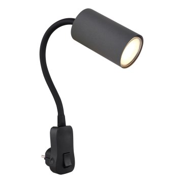Globo - Wandspot met stopcontact 1xGU10/35W/230V zwart