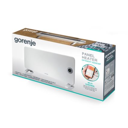 GORENJE OPTIHEAT 2000EWP - Slimme elektrische convectorkachel 2000W IP44 Wi-Fi wit