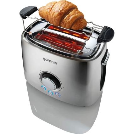 GORENJE T1000E - Broodrooster met twee sleuven en opzetrooster 1000W/230V RVS