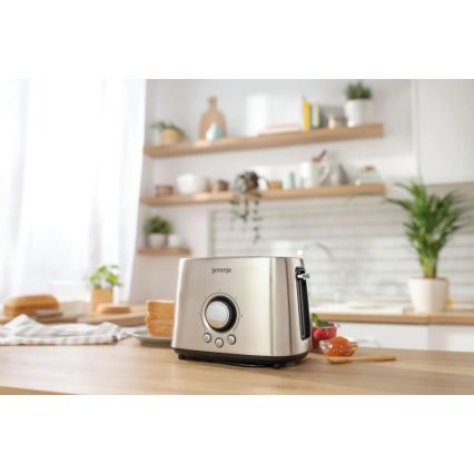 GORENJE T1000E - Broodrooster met twee sleuven en opzetrooster 1000W/230V RVS