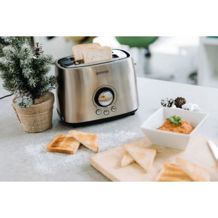 GORENJE T1000E - Broodrooster met twee sleuven en opzetrooster 1000W/230V RVS