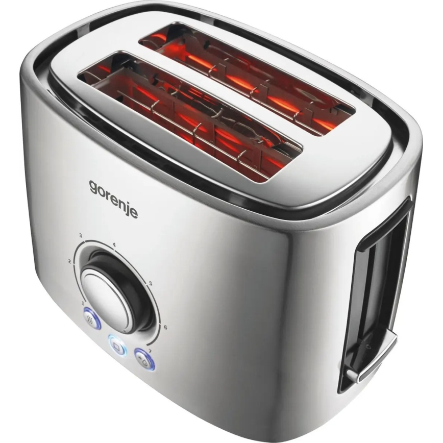 GORENJE T1000E - Broodrooster met twee sleuven en opzetrooster 1000W/230V RVS