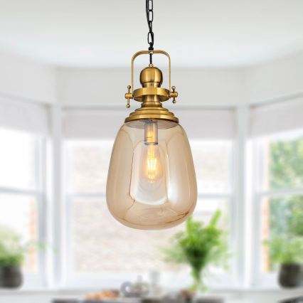 Gouden kroonluchter aan ketting BOTTLE 1xE27/40W/230V