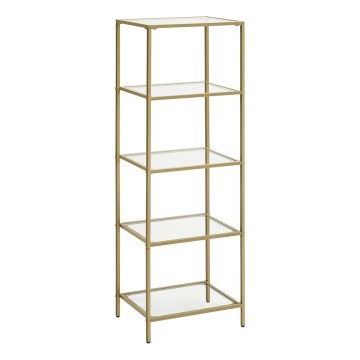 Goudkleurige boekenkast GLASY 40x125x30 cm
