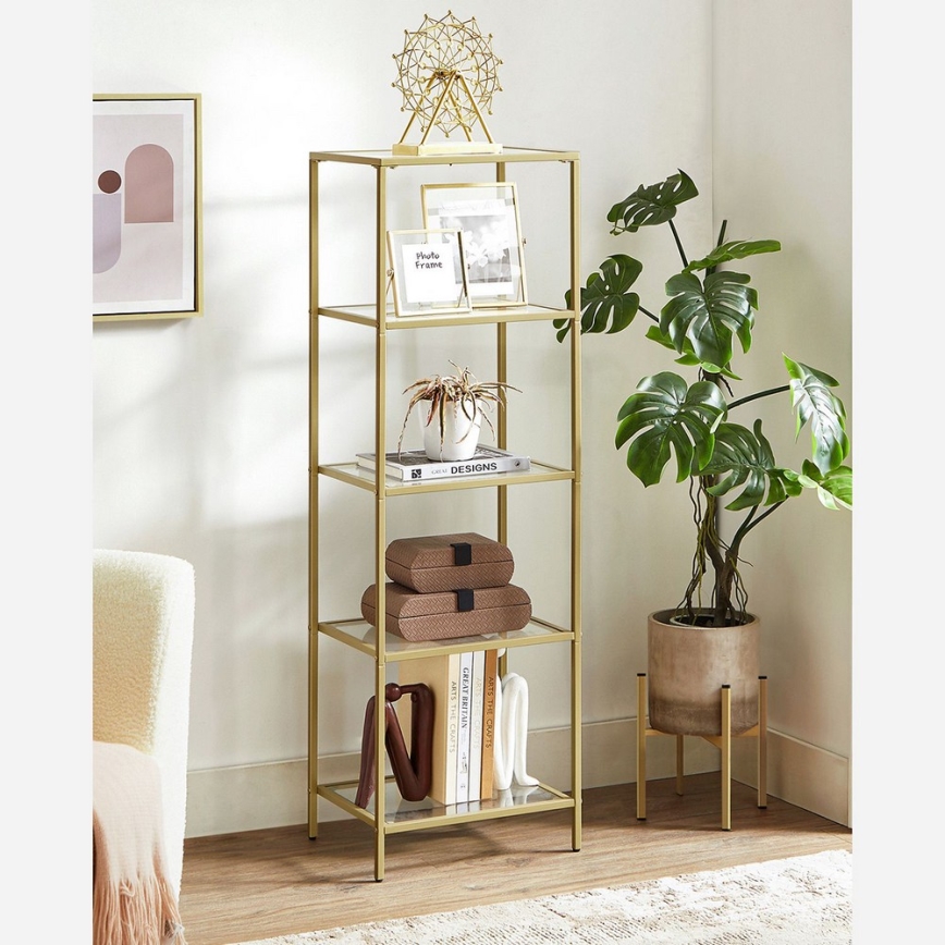 Goudkleurige boekenkast GLASY 40x125x30 cm