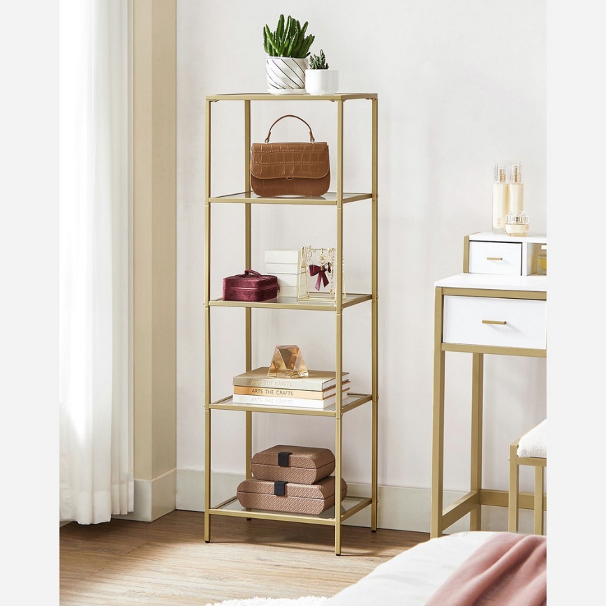 Goudkleurige boekenkast GLASY 40x125x30 cm