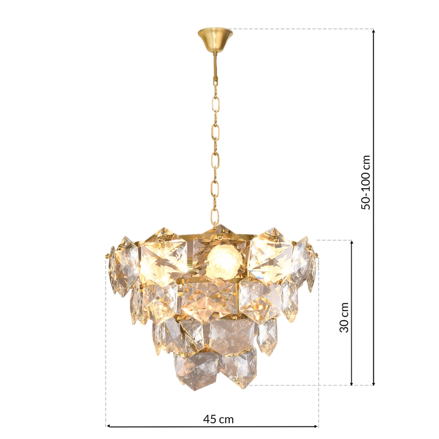 Goudkleurige Kroonluchter aan ketting DIANA 6x E14 / 40W / 230V