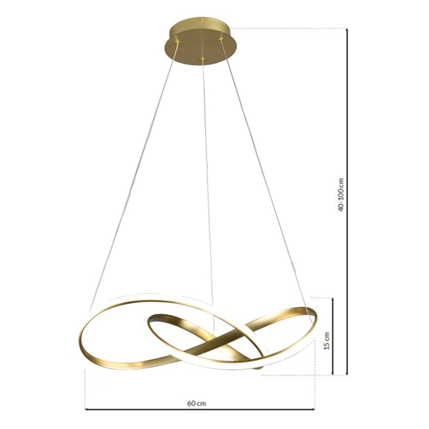 Goudkleurige LED Hanglamp aan een koord CAPPIO LED / 36W / 230V