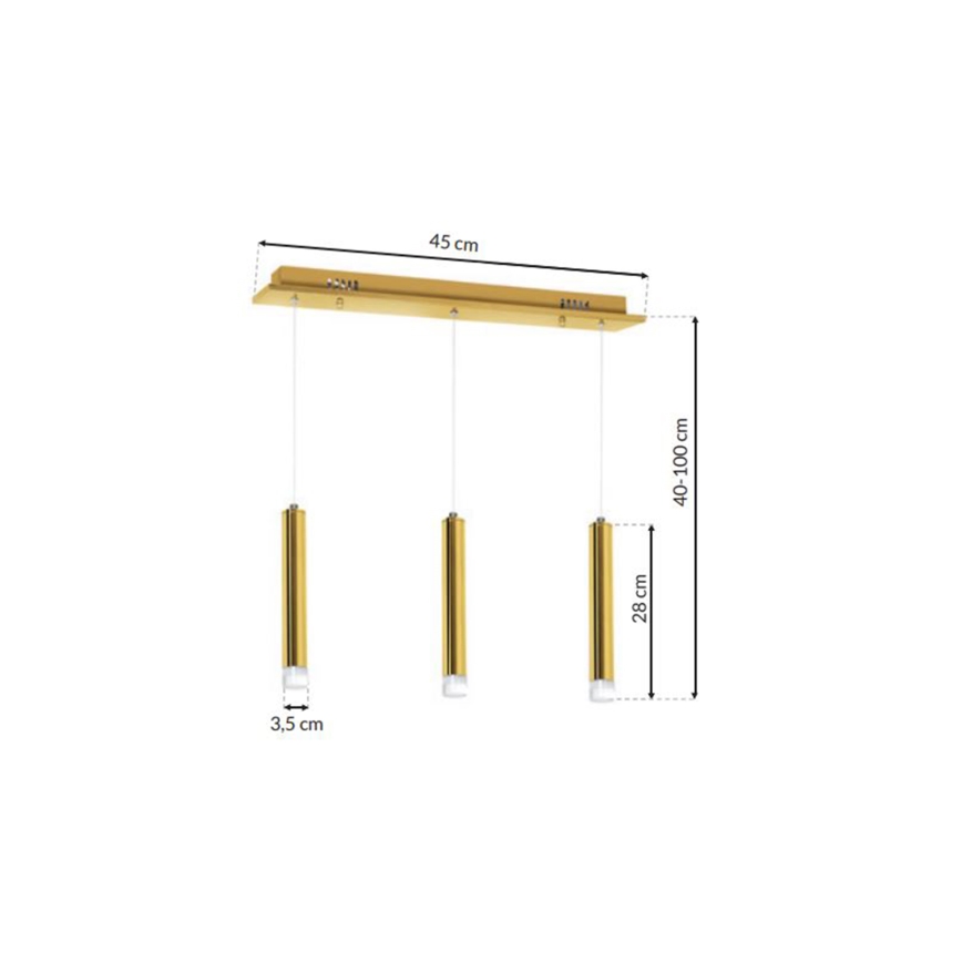 Goudkleurige LED Plafondlamp GOLDIE 3x LED / 15W / 230V