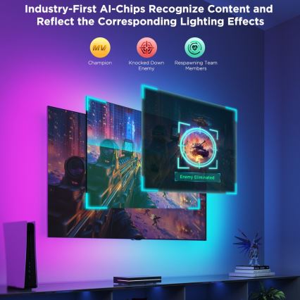 Govee - AI Sync Box 2 voor smart-tv, RGBICW-achtergrondverlichting 55-65 Wi-Fi