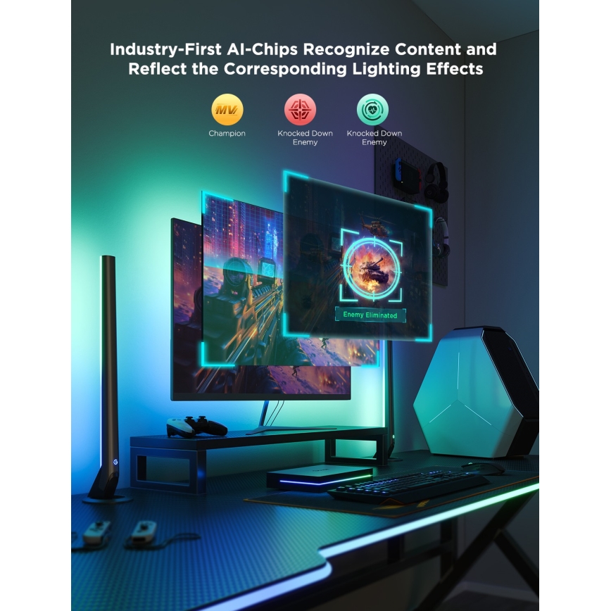 Govee - AI Sync Box Kit 2 Slimme set pc-verlichting 27-34 + LED-panelen Wi-Fi