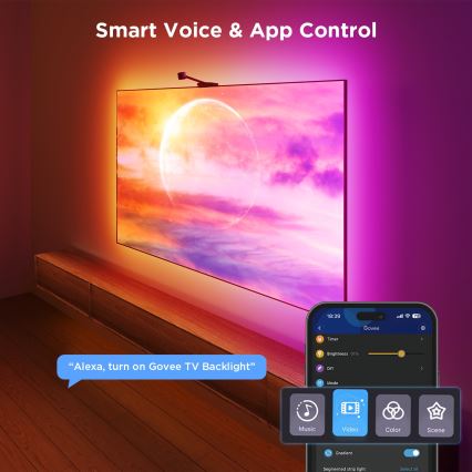 Govee - Backlight 3S Netflix TV 55-65 SMART LED achtergrondverlichting RGBICW Wi-Fi + afstandsbediening