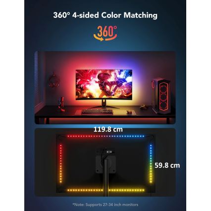 Govee - Dreamview G1 Smart LED RGBIC monitor verlichting 27-34" Wi-Fi