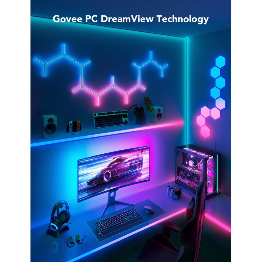 Govee - Dreamview G1 Smart LED RGBIC monitor verlichting 27-34" Wi-Fi
