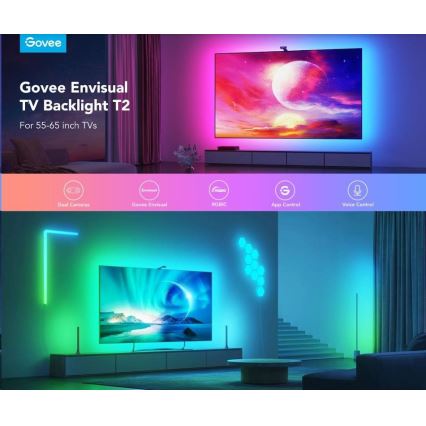 Govee - DreamView T2 DUAL TV 55-65" SMART LED achtergrondverlichting RGBIC Wi-Fi + afstandsbediening