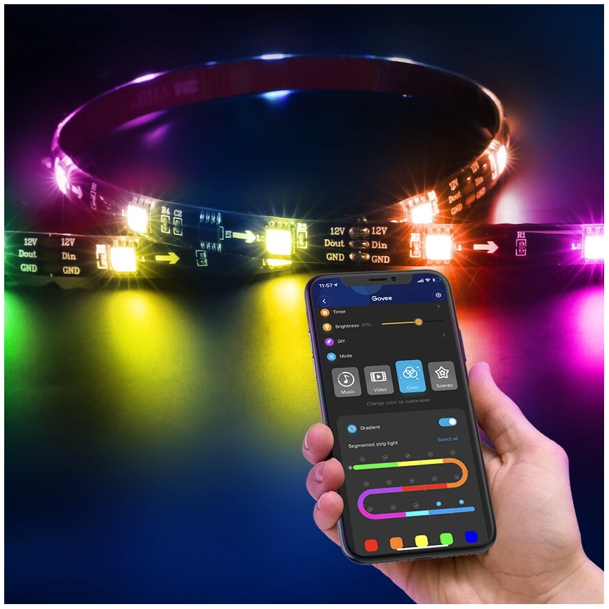 Govee - DreamView T2 DUAL TV 55-65 SMART LED-achtergrondverlichting RGBIC Wi-Fi + afstandsbediening