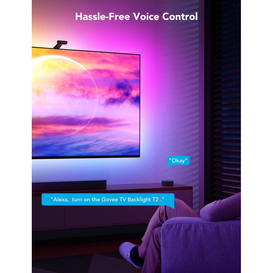 Govee - DreamView T2 DUAL TV 75-85 slimme LED-achtergrondverlichting RGBIC Wi-Fi + afstandsbediening