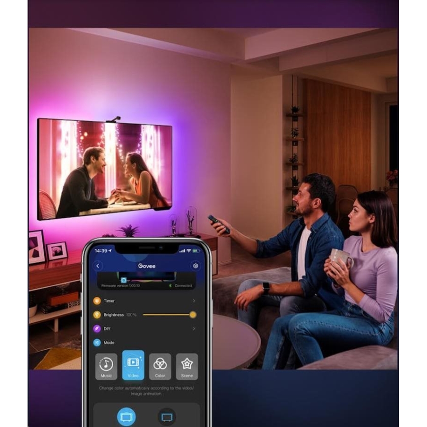 Govee - DreamView TV 75-85" SMART LED achtergrondverlichting RGBIC Wi-Fi + afstandsbediening