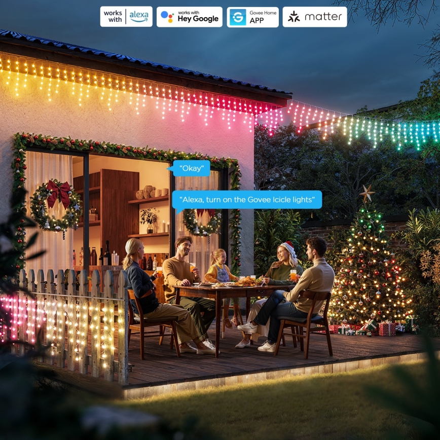 Govee - LED RGBIC buiten ijspegelverlichting 10m Wi-Fi Matter IP65