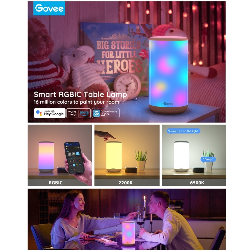 Govee - LED RGBIC Dimbaar tafellamp AURA 2 2200-6500K Wi-Fi Matter