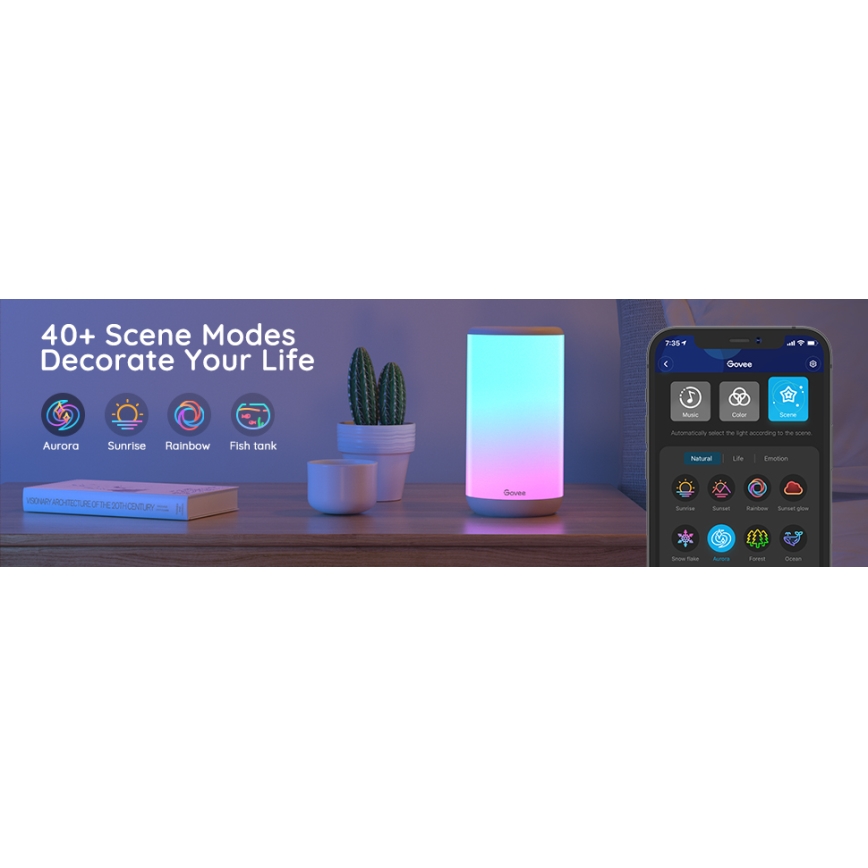 Govee - LED RGBIC Dimbaar tafellamp AURA 2 2200-6500K Wi-Fi Matter