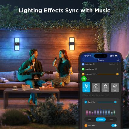 Govee - LED RGBIC Dimbaar Wandlamp met sensor voor buiten LED/230V IP65 2700-6500K Wi-Fi