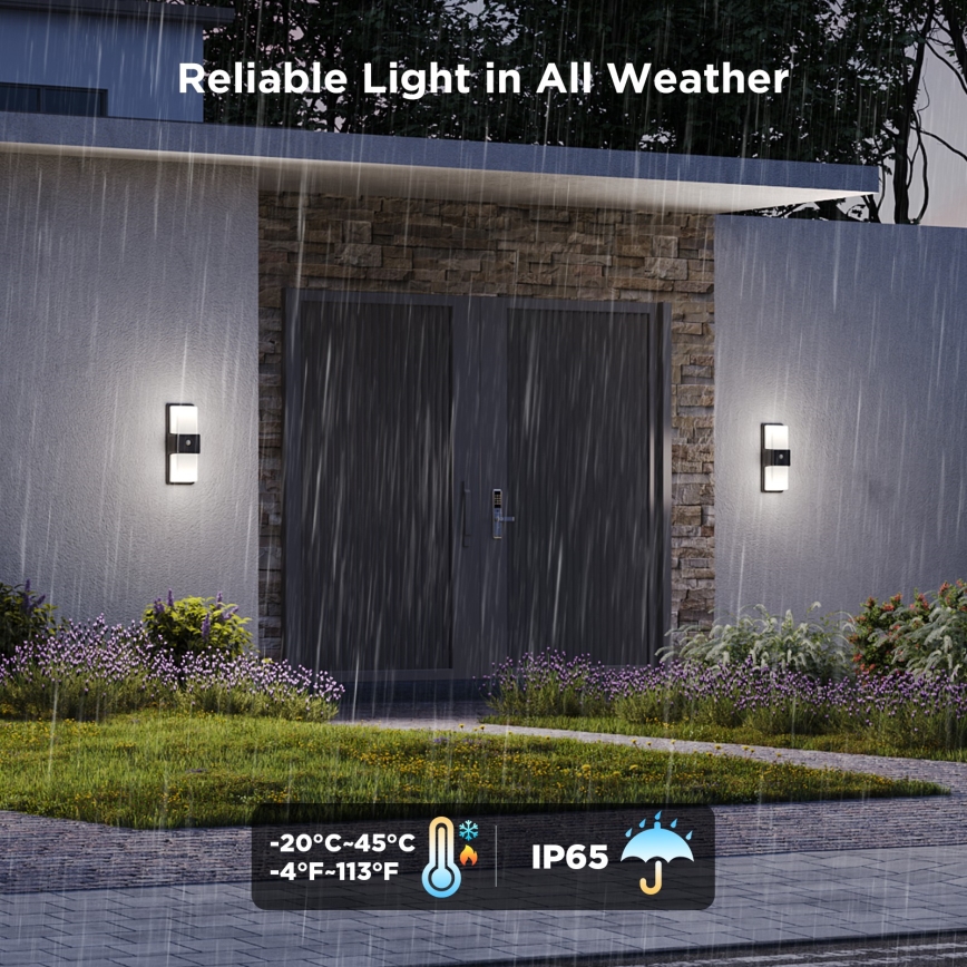 Govee - LED RGBIC Dimbaar Wandlamp met sensor voor buiten LED/230V IP65 2700-6500K Wi-Fi