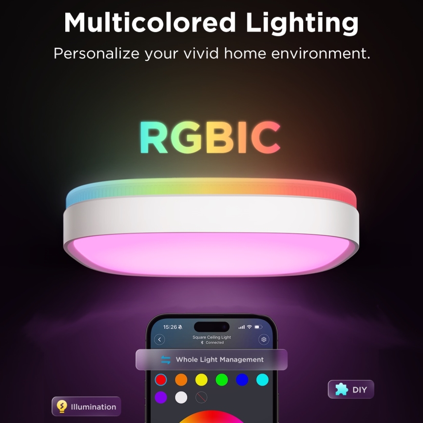Govee - LED RGBIC Dimbare plafondlamp LED/24W/230V 2700-6500K Wi-Fi