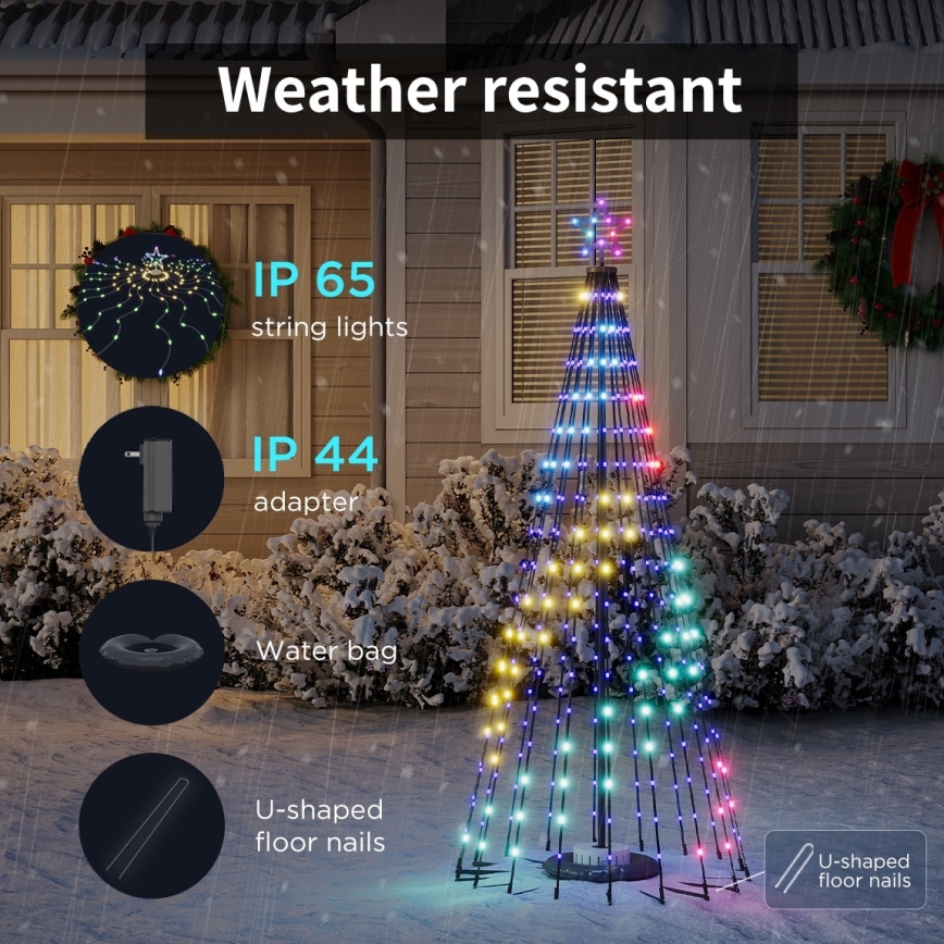 Govee - LED RGBIC Kerstboom met ster LED/15W/230V IP65 1,8m Matter Wi-Fi