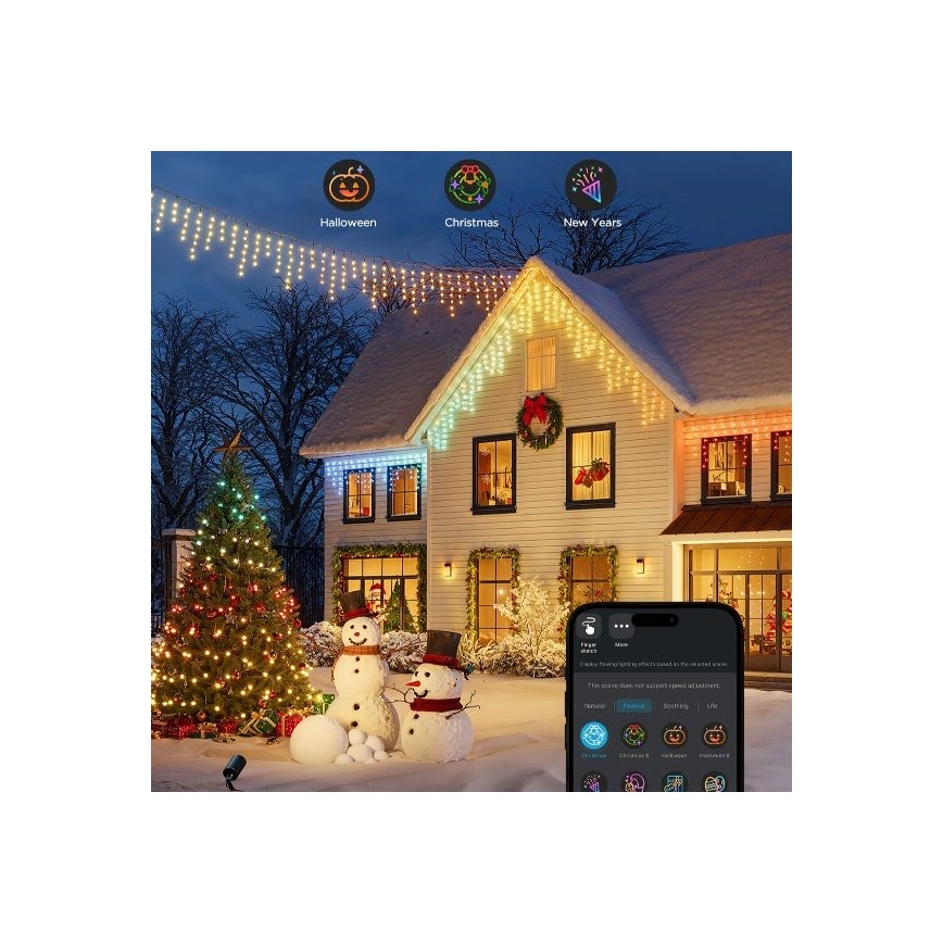 Govee - LED RGBIC Lichtketting voor buiten Smart ijspegels 10m Wi-Fi Matter IP65