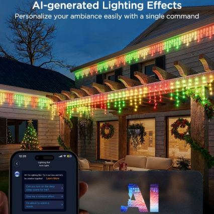 Govee - LED RGBIC Lichtketting voor buiten Smart ijspegels 10m Wi-Fi Matter IP65
