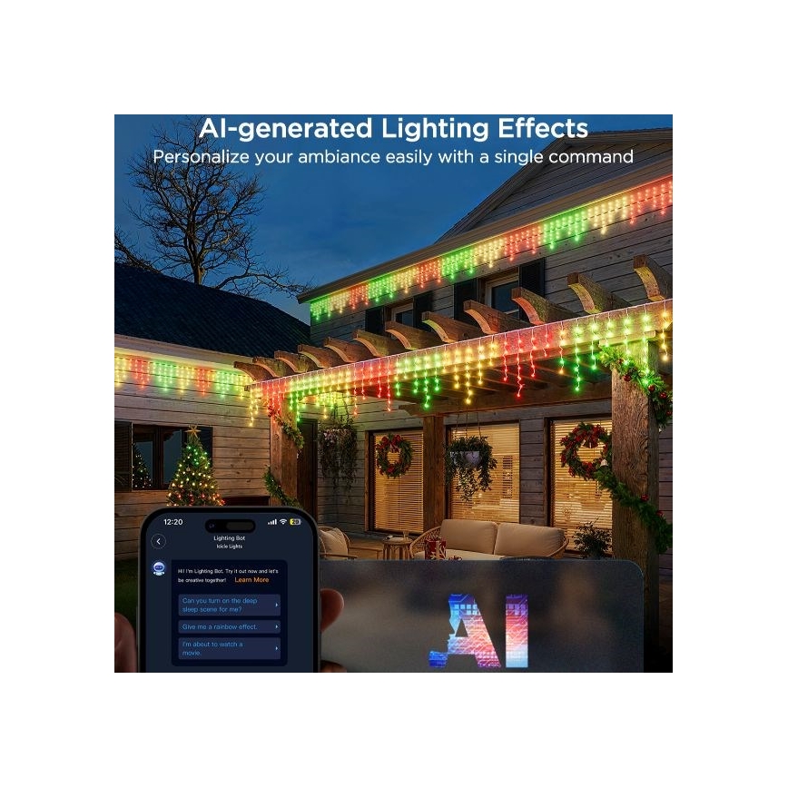 Govee - LED RGBIC Lichtketting voor buiten Smart ijspegels 10m Wi-Fi Matter IP65
