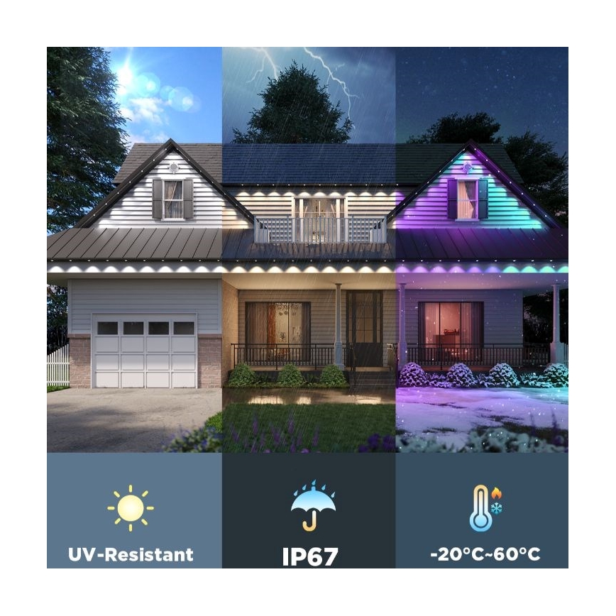 Govee - LED RGBIC-snoer met downlights 30m Wi-Fi Matter IP67