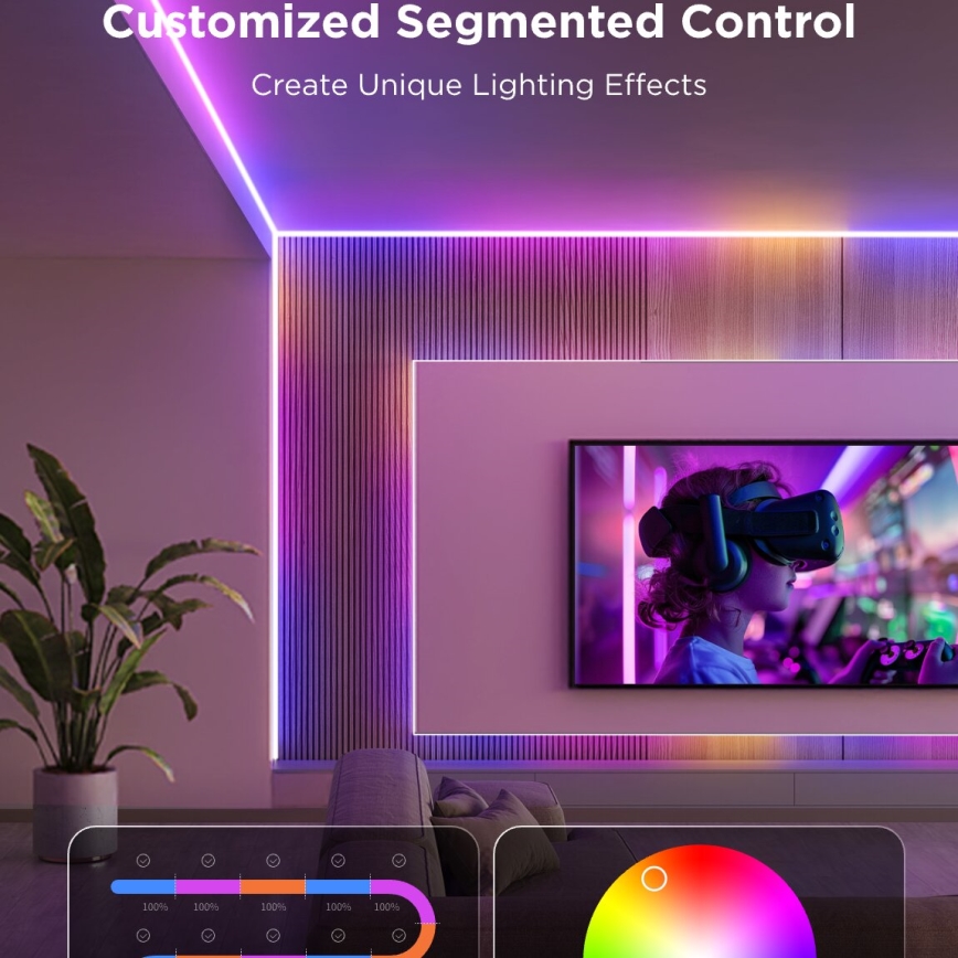 Govee - LED RGBICW Dimbare strip COB 3780 dioden 3m Wi-Fi Matter