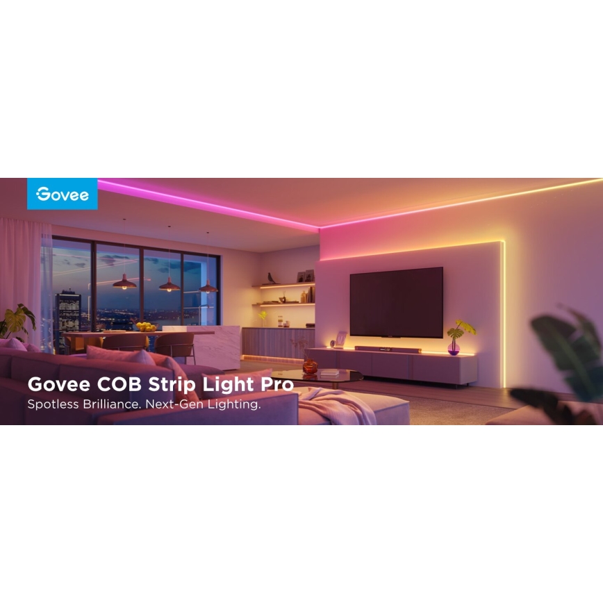 Govee - LED RGBICW Dimbare strip COB 3780 dioden 3m Wi-Fi Matter