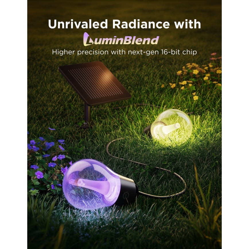 Govee - LED RGBICW Lichtsnoer op zonne-energie 8xLED/6W/5V Wi-Fi Matter IP67