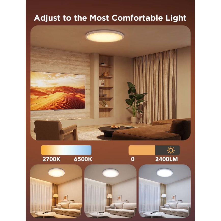 Govee - LED RGBICWW dimbare plafondlamp LED/29W/230V Ø 30 cm mat Wi‑Fi