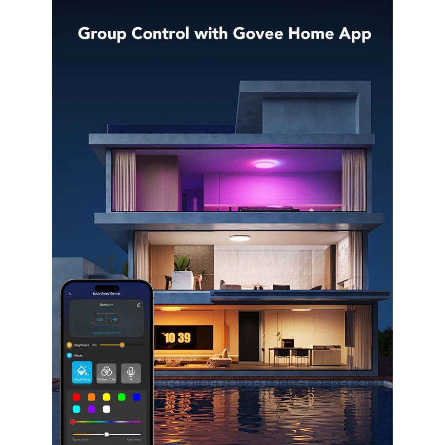 Govee - LED RGBICWW dimbare plafondlamp LED/29W/230V Ø 30 cm mat Wi‑Fi