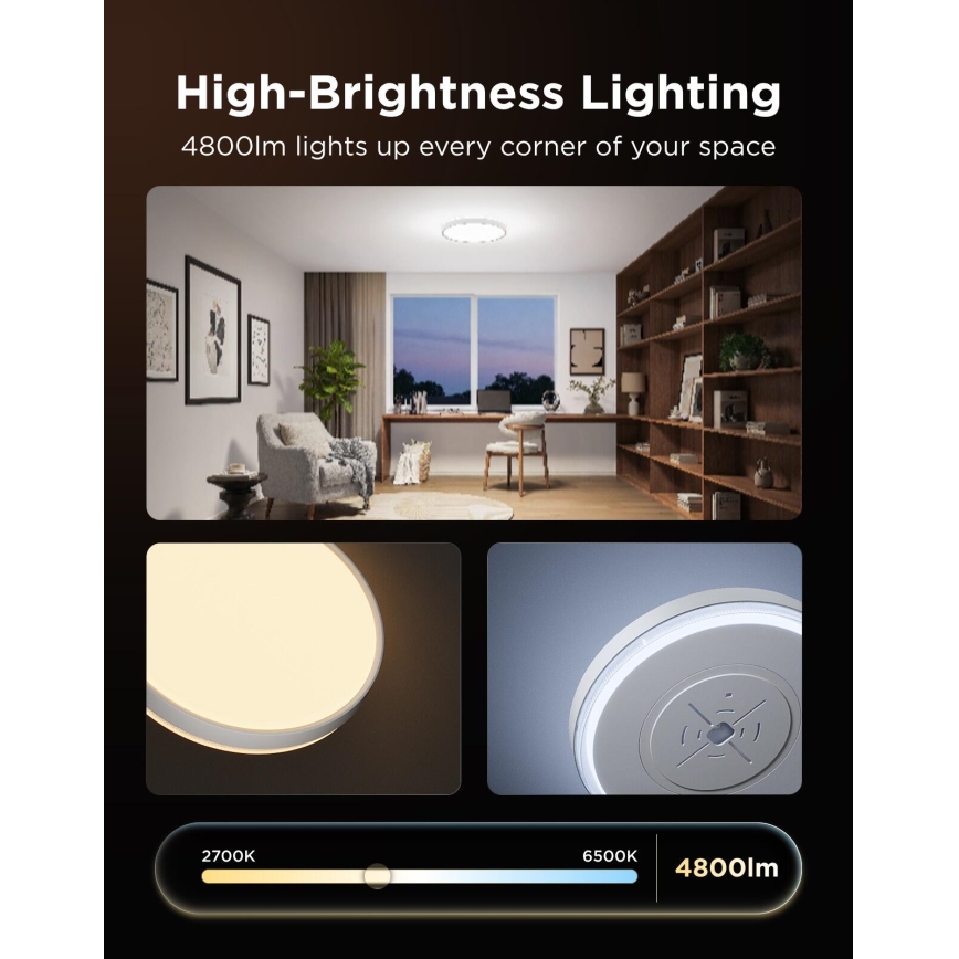 Govee - LED RGBICWW Dimbare plafondlamp LED/55W/230V Ø 46 cm Matter Wi-Fi