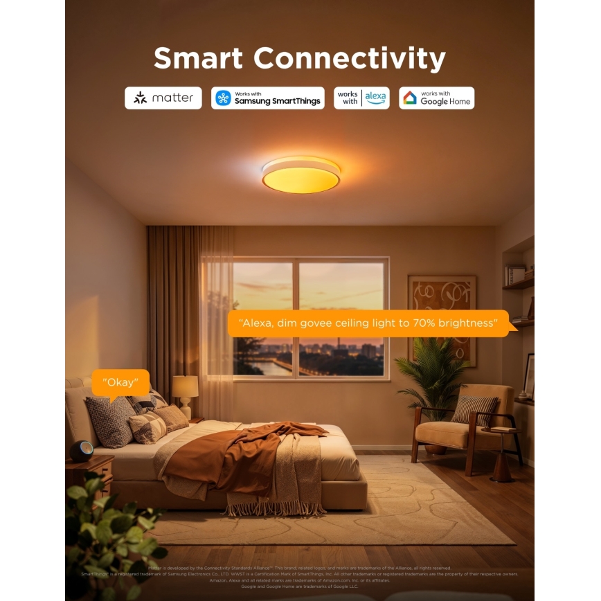 Govee - LED RGBICWW Dimbare plafondlamp LED/55W/230V Ø 46 cm Matter Wi-Fi
