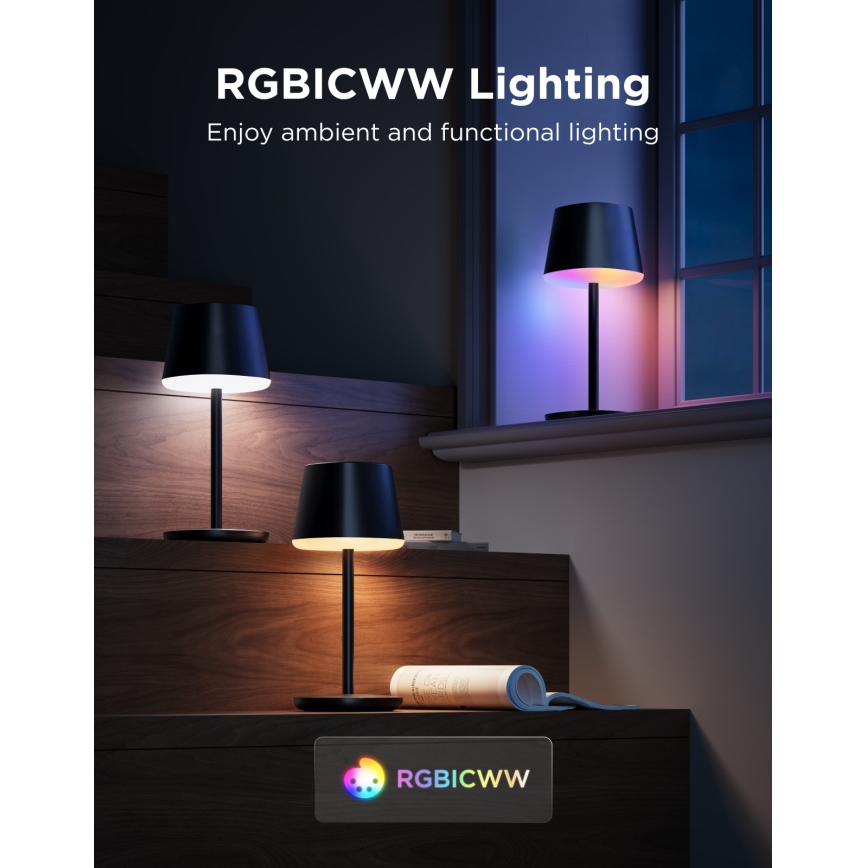 Govee - LED RGBICWW Dimbare tafellamp CLASSIC MATTER LED/10W/5V 4800mAh Wi-Fi
