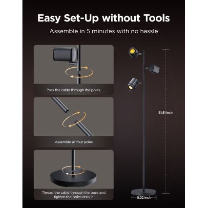 Govee - LED RGBICWW dimbare vloerlamp TREE MATTER LED/48W/230V Wi-Fi