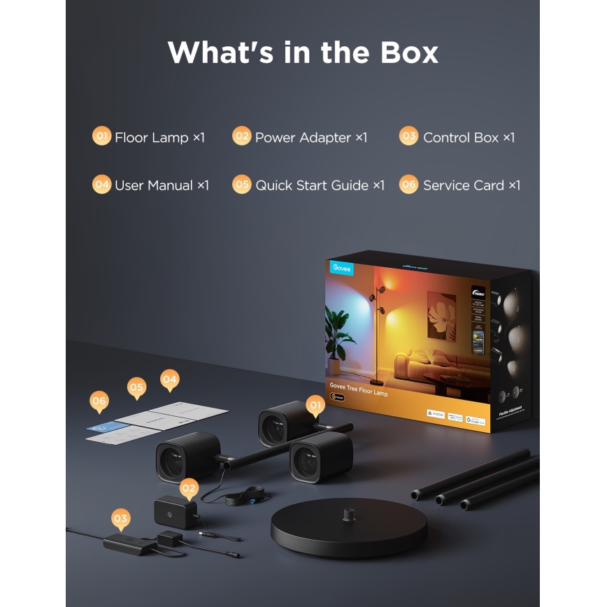 Govee - LED RGBICWW dimbare vloerlamp TREE MATTER LED/48W/230V Wi-Fi