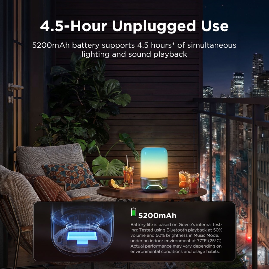 Govee - LED RGBW dimbare tafellamp met luidspreker LED/36W/12V Wi-Fi